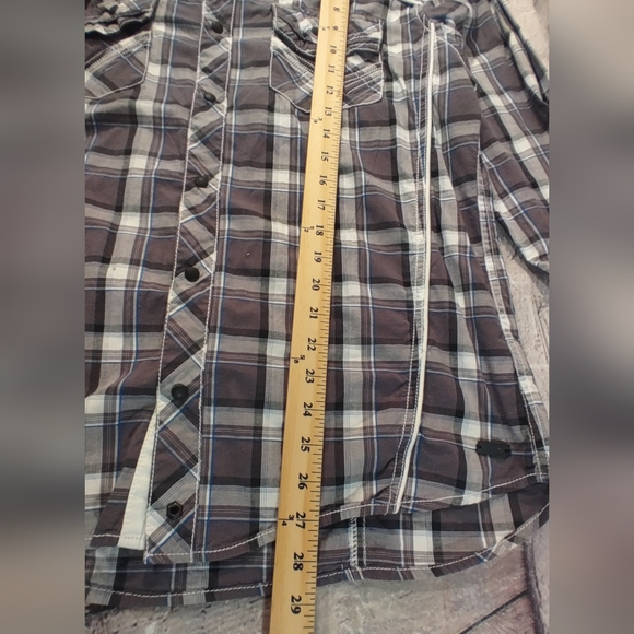 BKE Buckle BLACK Western Snap Button Plaid Grey Shirt L - Picture 8 of 16